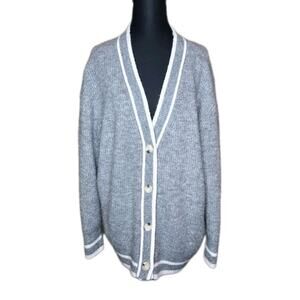 A New Day Womens Gray Cardigan With White Trim Size Medium